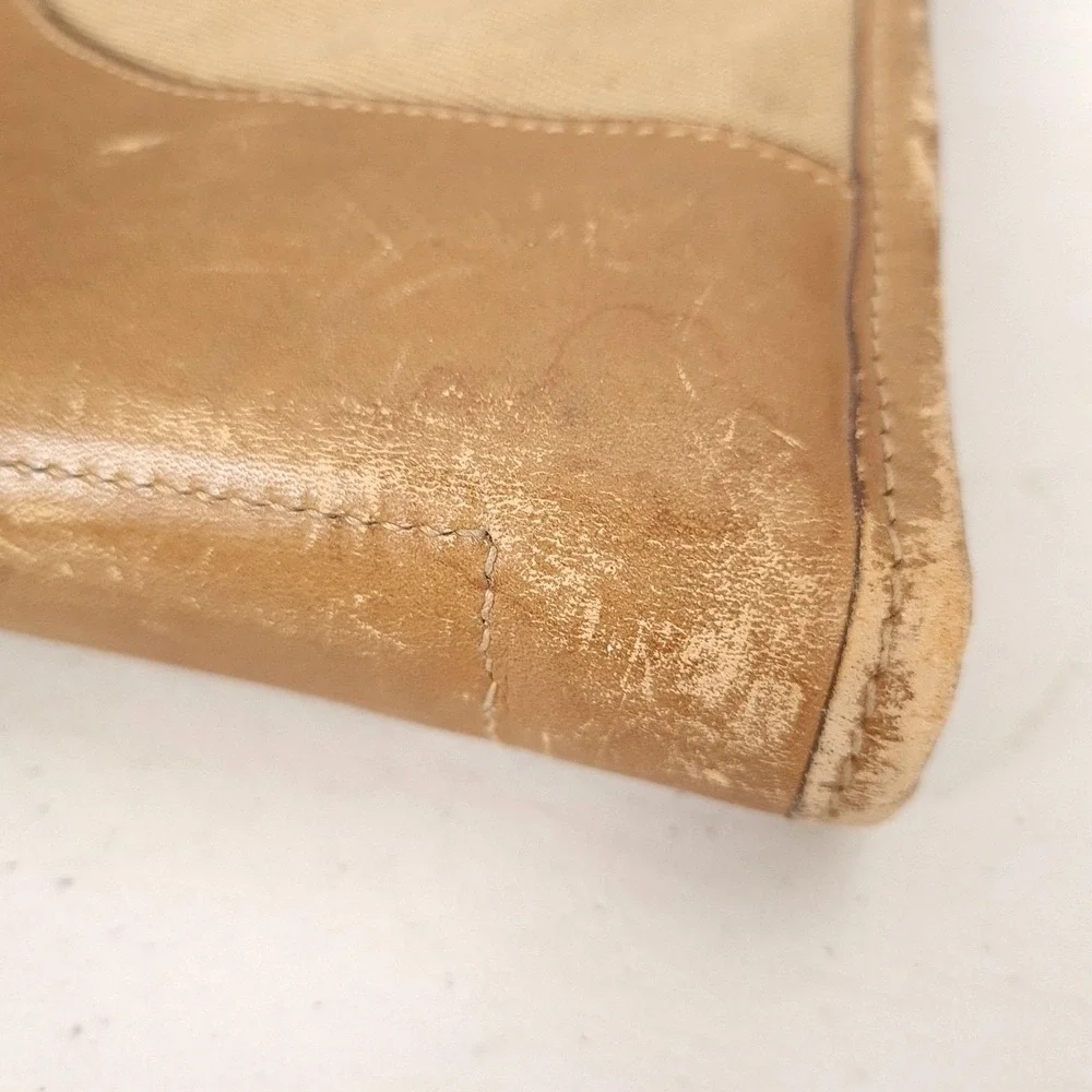 Ghurka Attache Bag No 24 Beige Soft Case Twill Leather Briefcase Bag USA 10x15